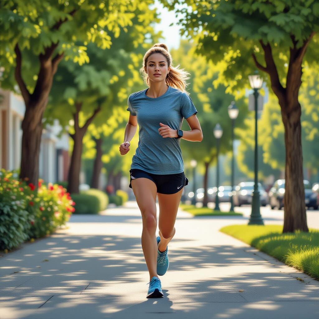 Soft illustration of a morning path between simple shapes